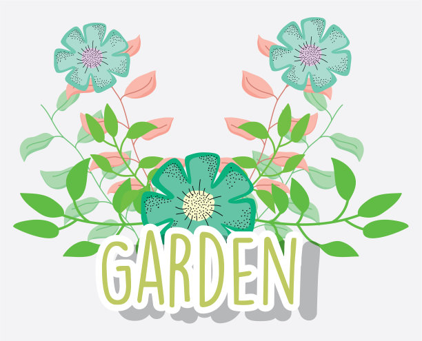 花园中有鲜花和自然的枝叶图片下载