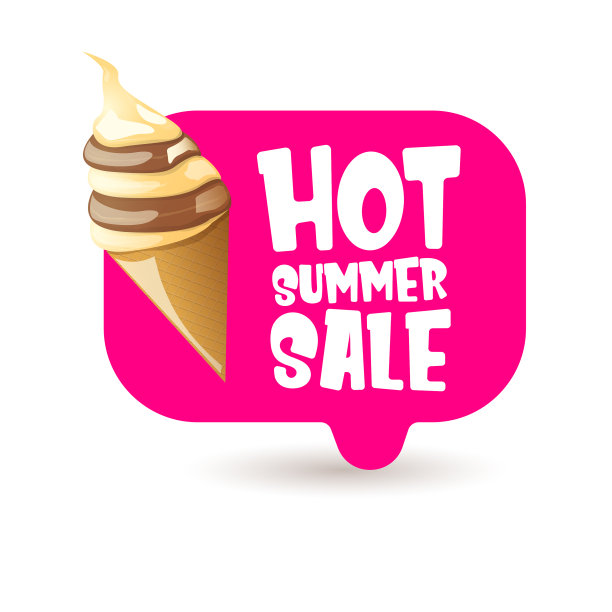 炎热的夏季销售标签或标签与融化的冰图片下载