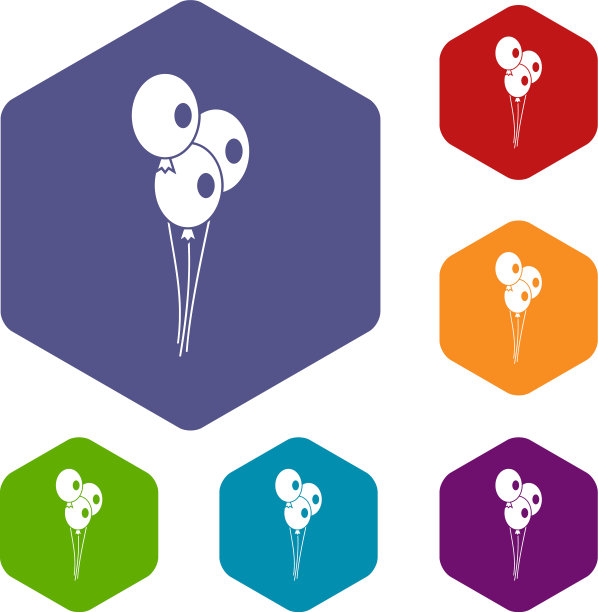 婚礼气球图标套装图片下载