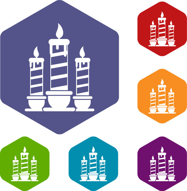 节日蜡烛图标套装图片下载