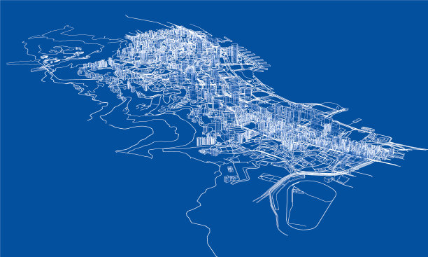勾勒城市概念线框风格图片下载