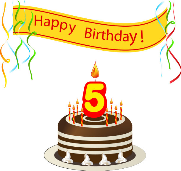 可爱的生日贺卡，有蛋糕和蜡烛图片下载