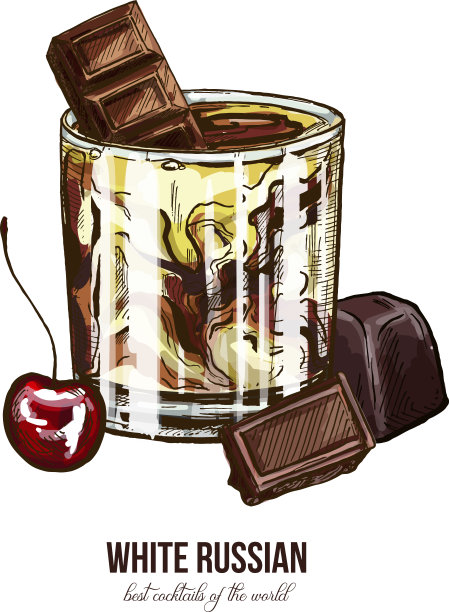 加樱桃和巧克力的俄罗斯白鸡尾酒图片下载