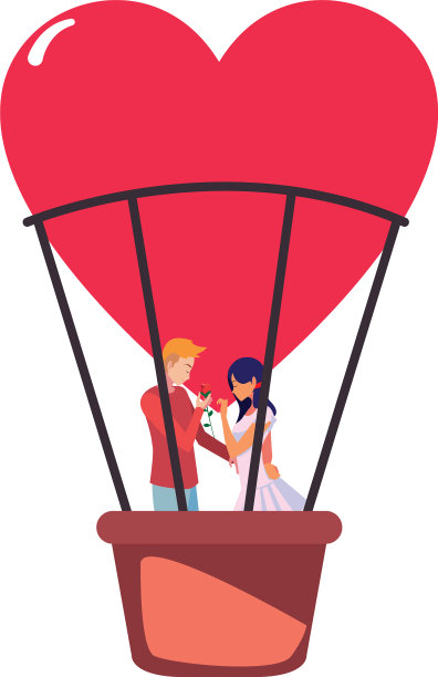 情侣浪漫的热气球旅行图片下载