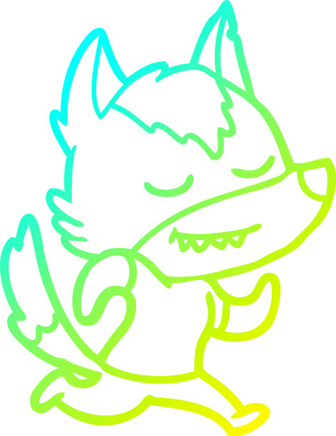 冷梯度线绘制友好卡通狼图片下载