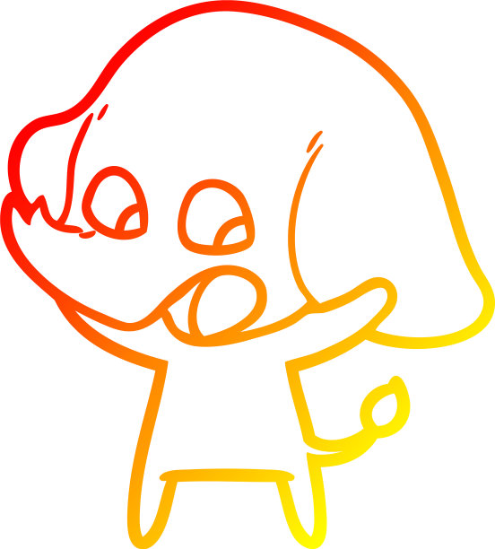 温暖的梯度线画可爱的卡通大象图片下载
