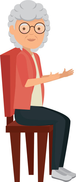 可爱的祖母在椅子上的角色图片下载