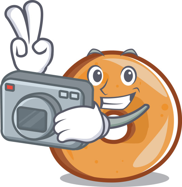 摄影师卡通风格的百吉饼吉祥物图片下载