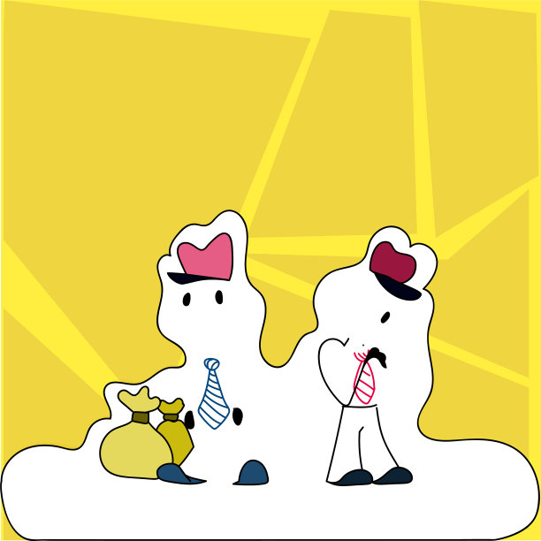 两个男人的身影站在五颜六色的帽子领带图片下载