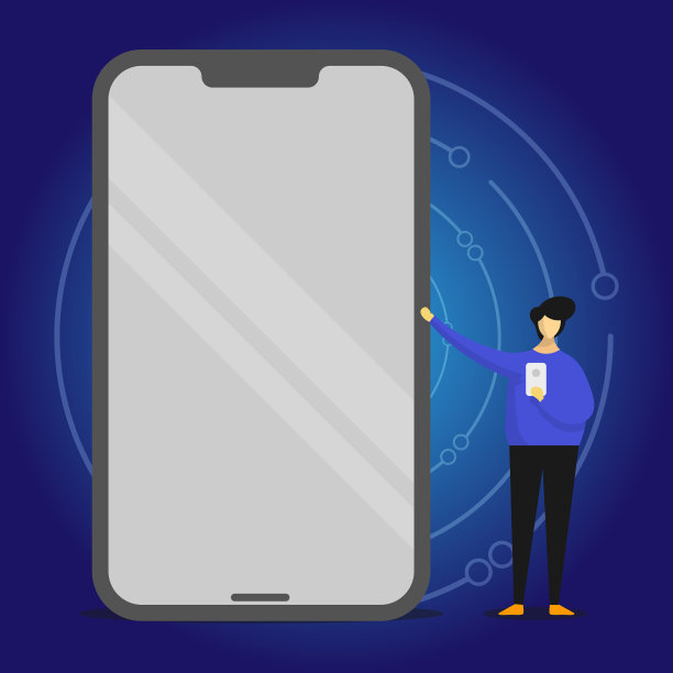 一个人站着指着巨大的空白屏幕图片下载