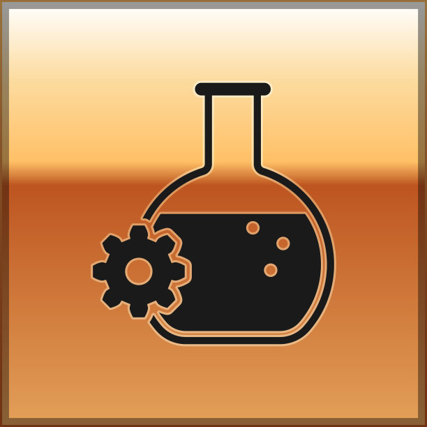 黑色生物工程图标孤立在金色上图片下载