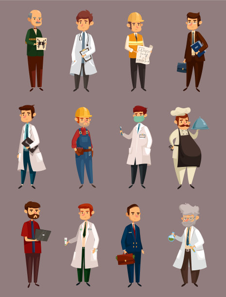 医生的工作和建筑工人的工作和职业图片下载
