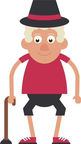 老人祖父与拐杖孤立图片下载