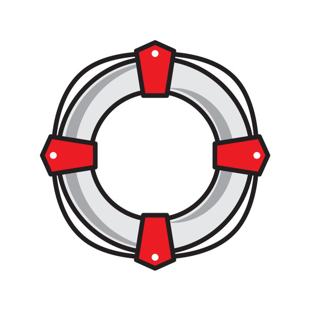 救生圈颜色轮廓图标上的白色背景图片下载