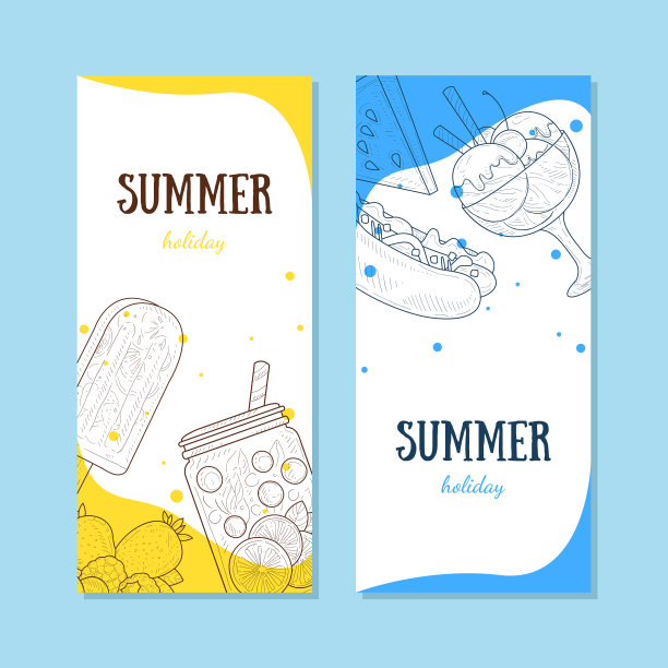 印有夏季食物的夏日横幅图片下载