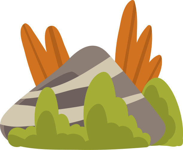 花岗岩卵石与草木自然景观图片下载