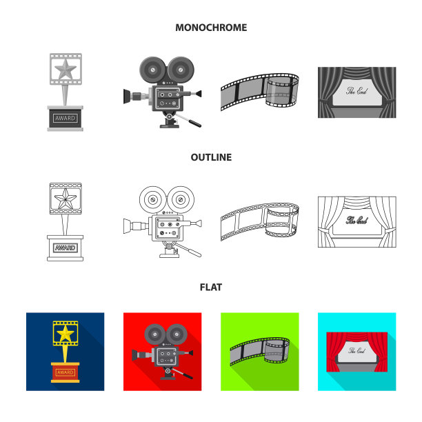 孤立的对象电视和电影的图标图片下载