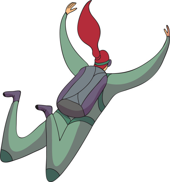 跳伞女飞行员穿着绿色的衣服飞行，还有图片下载