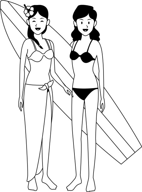 朋友们喜欢夏天的黑白卡通图片下载
