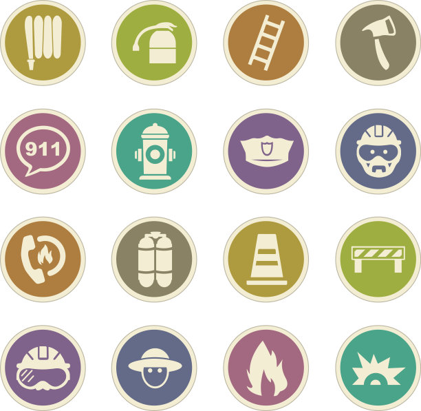 消防队图标套装图片下载