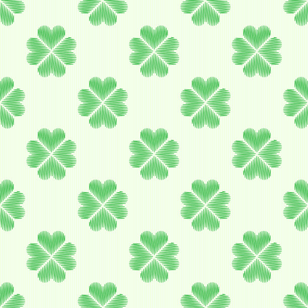 三叶草叶绣花背景绿上图片下载