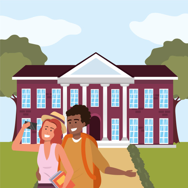 千禧一代学生情侣的校园背景图片下载