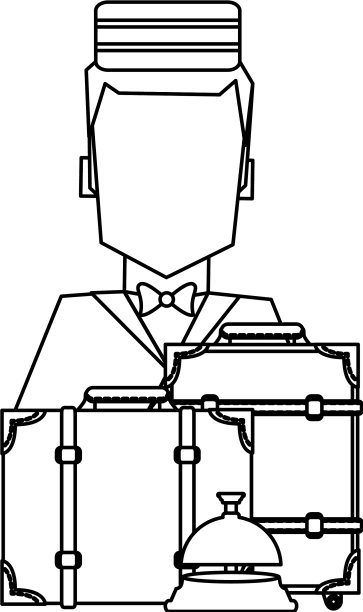 酒店侍者服务黑白相间图片下载