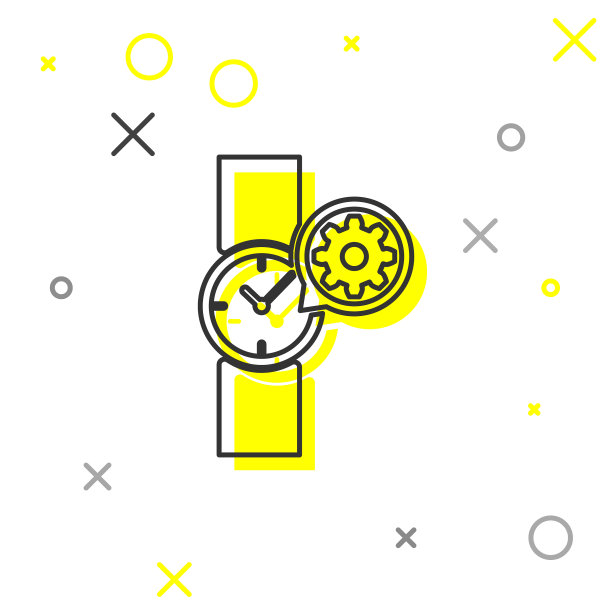 灰色腕表和齿轮线图标隔离上图片下载