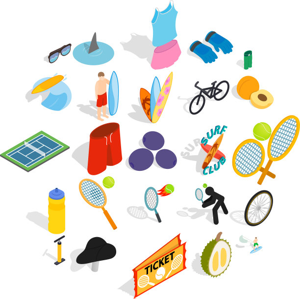 运动风格图标设置等距风格图片下载