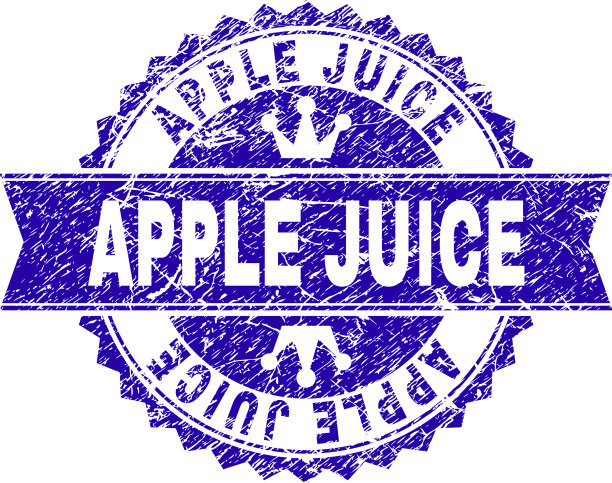 垃圾纹理的苹果汁印章印章与缎带图片下载