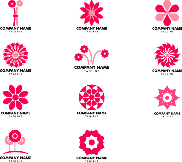 设置抽象花卉标志图标设计图片下载