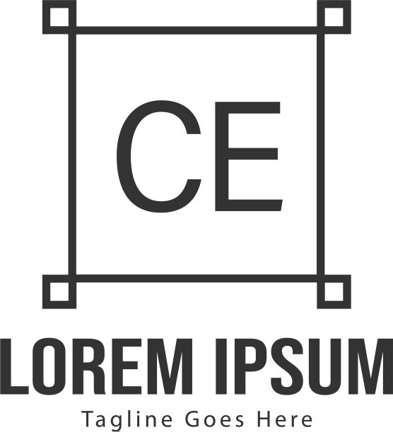 带有现代框架的CE字母Logo模板图片下载