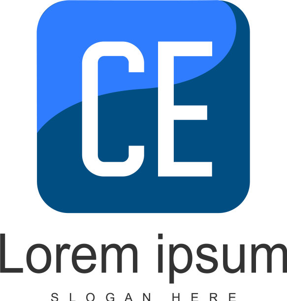 带有现代框架的CE字母Logo模板图片下载
