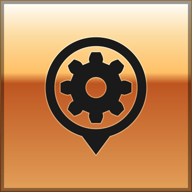 黑色设置图标孤立在金色背景图片下载