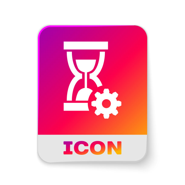 白色沙漏和齿轮图标孤立在白色上图片下载
