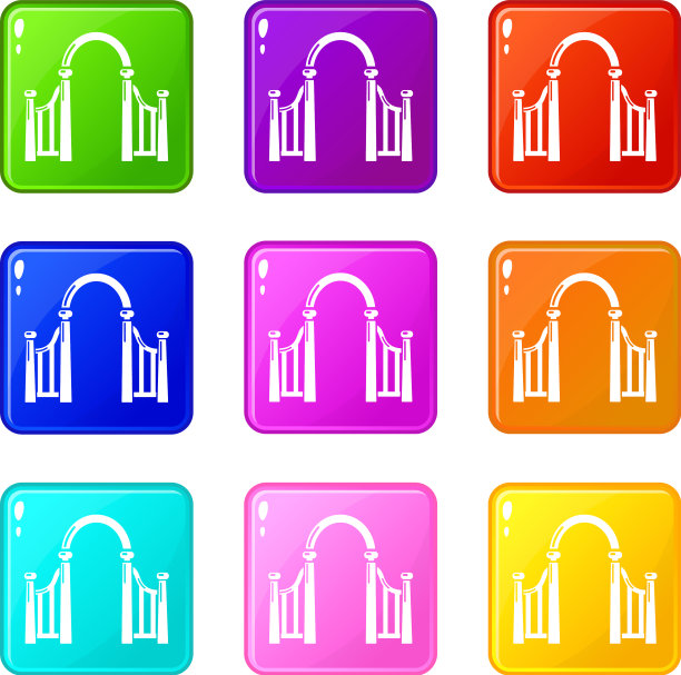 拱门金属图标集9个颜色收集图片下载