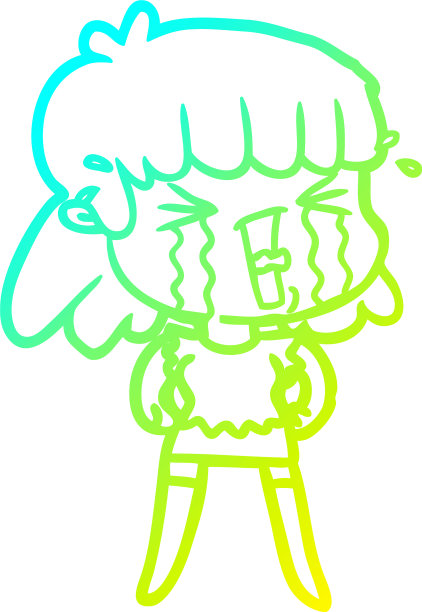 冷梯度线画卡通女人哭泣图片下载