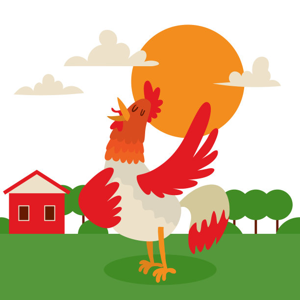 公鸡在乡间唱歌或表演歌曲图片下载