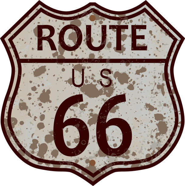 风化的66号公路标志图片下载