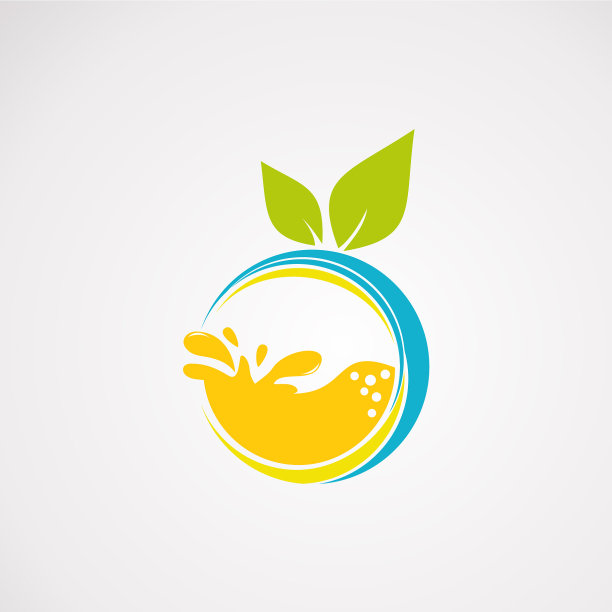 鲜榨果汁标志与鲜橙concepticon图片下载