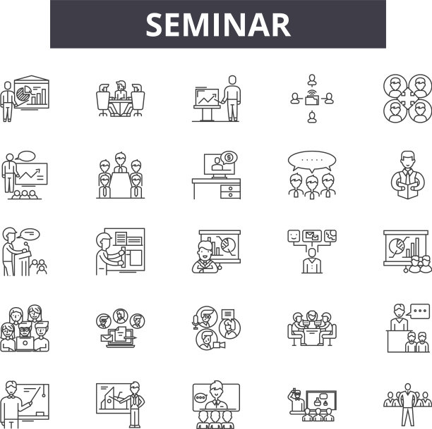 研讨会线图标标志设置线性图片下载