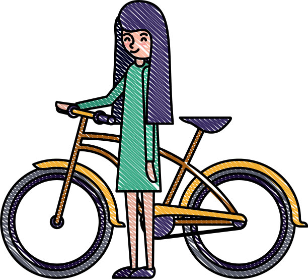 美丽的年轻女子与自行车性格图片下载
