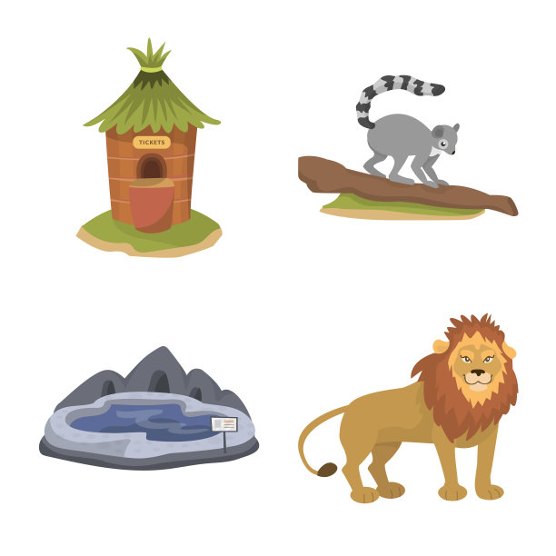 孤立的对象动物园和公园符号设置动物园图片下载
