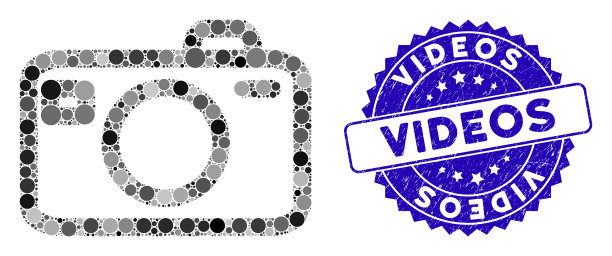 马赛克照片相机图标与划痕视频图片下载