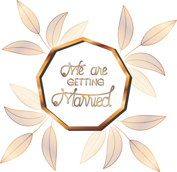 金色镶花的婚礼请柬图片下载