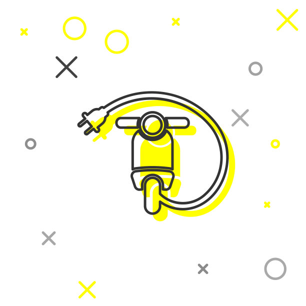 灰色电动滑板车线图标孤立在白色上图片下载