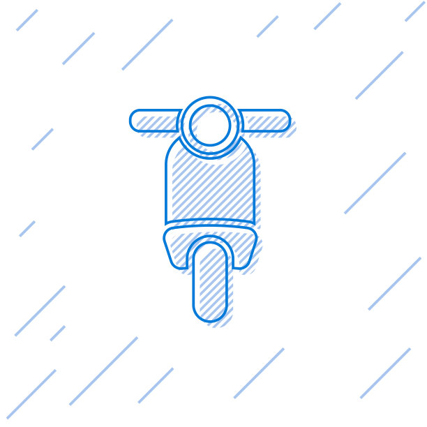 蓝色摩托车线图标孤立在白色上图片下载