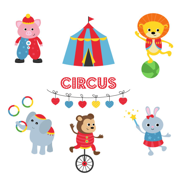 一组马戏团动物一组马戏团动物图片下载