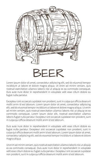 啤酒或啤酒木费金单色素描海报图片下载