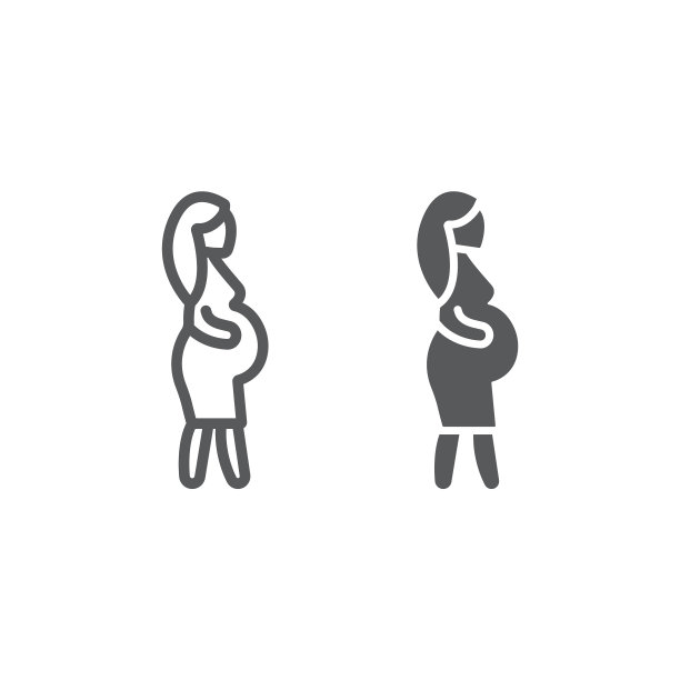 怀孕母亲线和字形图标和母亲图片下载